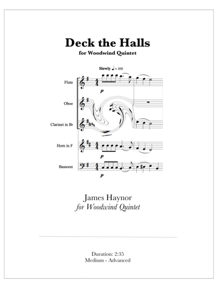 Free Sheet Music Deck The Halls For Woodwind Quintet