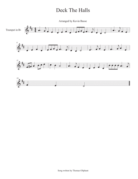 Deck The Halls Trumpet Sheet Music