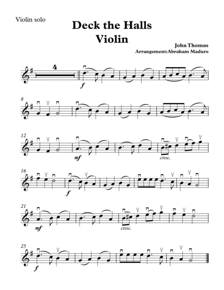 Deck The Halls Violin And Piano Sheet Music