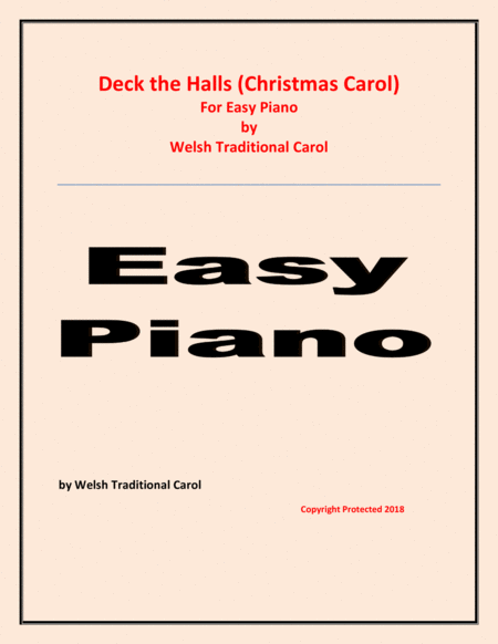 Free Sheet Music Deck The Halls Welsh Traditional Easy Piano