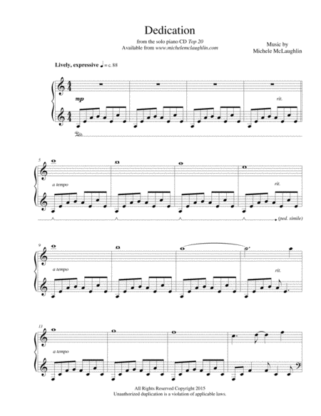 Dedication Sheet Music