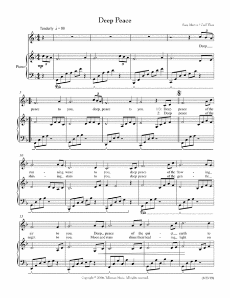 Free Sheet Music Deep Peace Solo