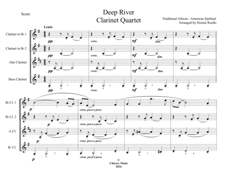 Deep River Clarinet Quartet Intermediate Sheet Music