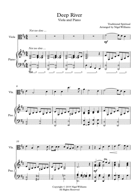 Deep River For Viola And Piano Sheet Music