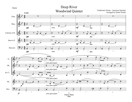 Deep River Woodwind Quintet Intermediate Sheet Music