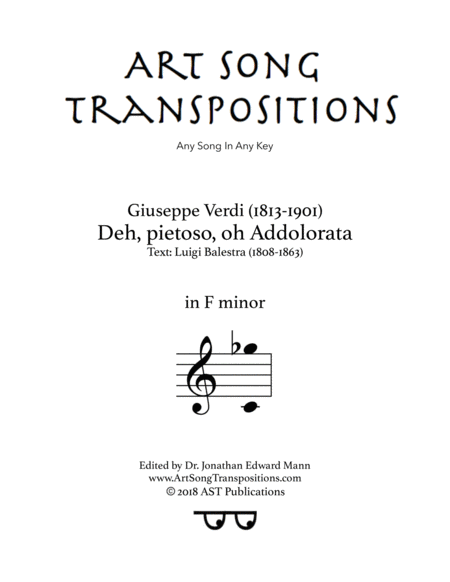 Deh Pietoso Oh Addolorata F Minor Sheet Music