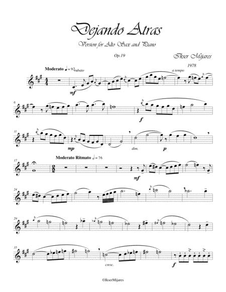 Free Sheet Music Dejando Atrs Op 19 Alto Sax