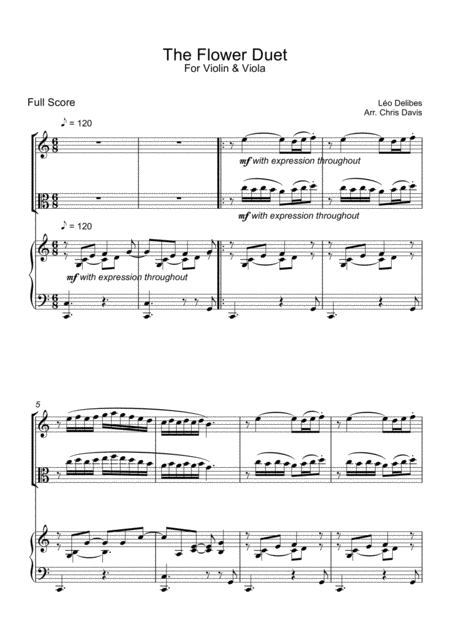 Free Sheet Music Delibes Flower Duet