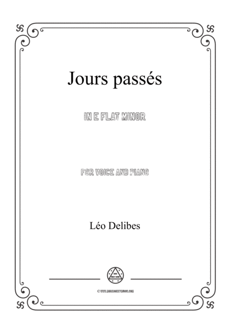 Delibes Jours Passs In E Flat Minor For Voice And Piano Sheet Music