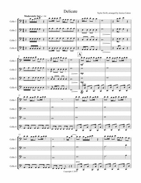 Free Sheet Music Delicate Cello Quartet