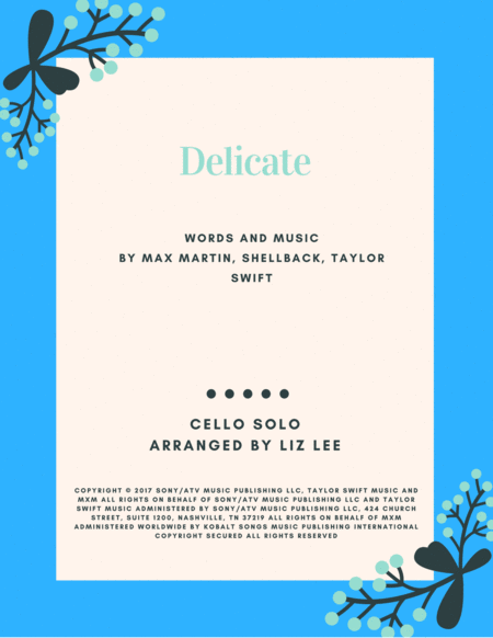 Free Sheet Music Delicate Cello Solo