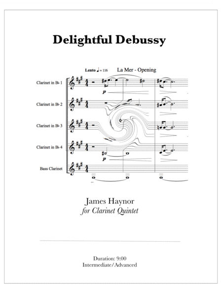 Free Sheet Music Delightful Debussy For Clarinet Quintet