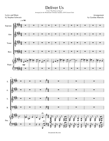 Deliver Us From The Prince Of Egypt Sheet Music