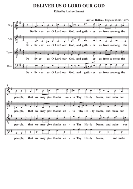 Deliver Us O Lord Our God A Cappella Sheet Music