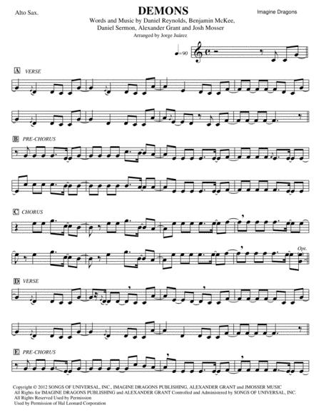 Demons Alto Sax Sheet Music