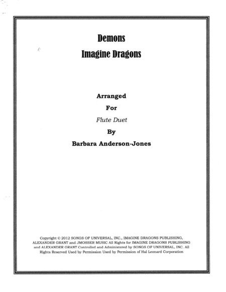 Demons Flute Duet Sheet Music