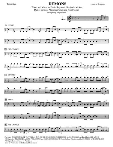 Demons Tenor Sax Sheet Music