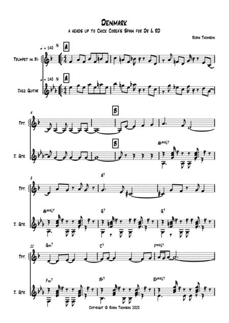 Free Sheet Music Denmark For Trumpet Guitar