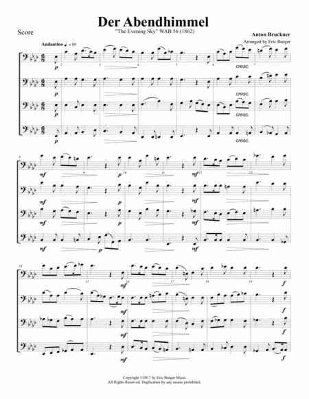 Der Abendhimmel For Trombone Or Low Brass Quartet Sheet Music