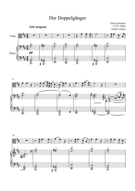 Free Sheet Music Der Doppelgnger Franz Schubert Viola Solo
