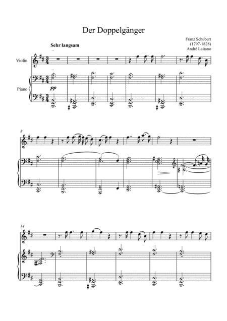 Free Sheet Music Der Doppelgnger Franz Schubert Violin Solo