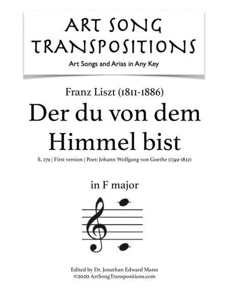 Der Du Von Dem Himmel Bists 279 First Version Transposed To F Major Sheet Music