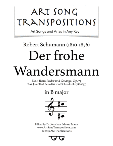 Der Frohe Wandersmann Op 77 No 1 B Major Sheet Music