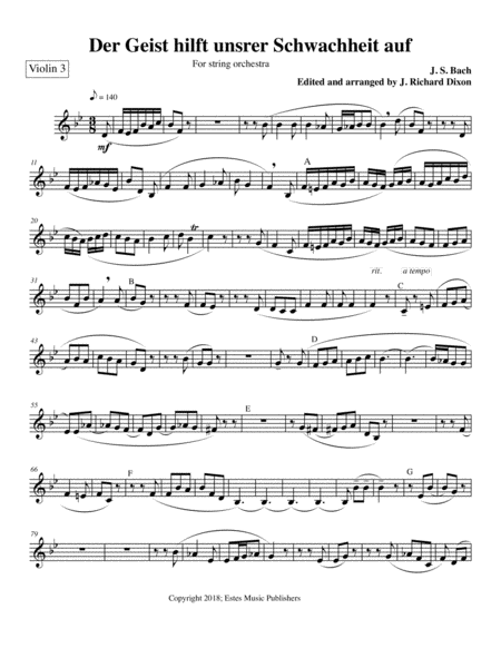 Der Geist 3rd Violin Part Sheet Music