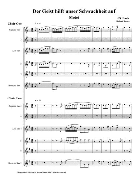 Der Geist Hilft Unser Schwachheit Auf By Js Bach For Double Saxophone Choir Sheet Music