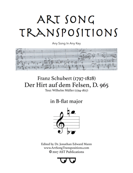 Der Hirt Auf Dem Felsen D 965 B Flat Major Sheet Music