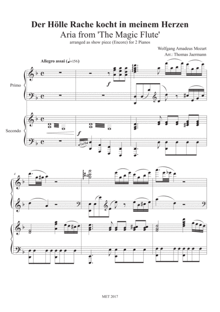 Der Hlle Rache Kocht In Meinem Herzen Sheet Music