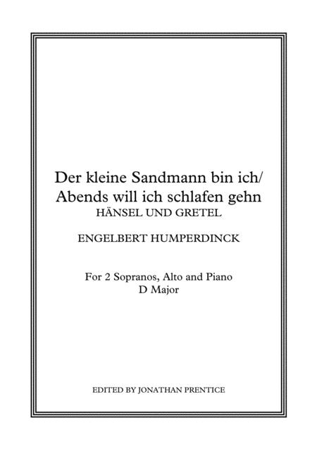 Der Kleine Sandmann Bin Ich Abends Will Ich Schlafen Gehn Hnsel Und Gretel D Major Sheet Music