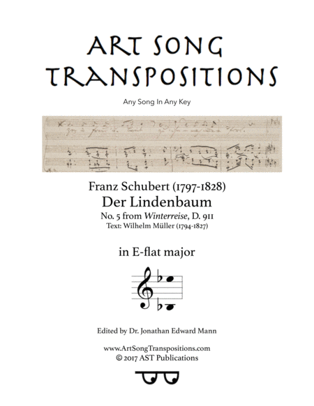 Der Lindenbaum D 911 E Flat Major Sheet Music