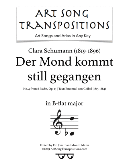 Der Mond Kommt Still Gegangen Op 13 No 4 B Flat Major Sheet Music