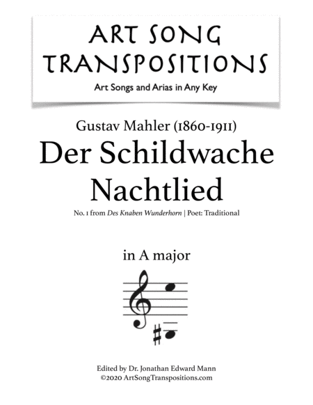 Der Schildwache Nachtlied Transposed To A Major Sheet Music