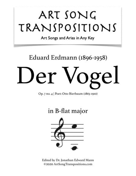 Free Sheet Music Der Vogel Op 7 No 4 Transposed To B Flat Major