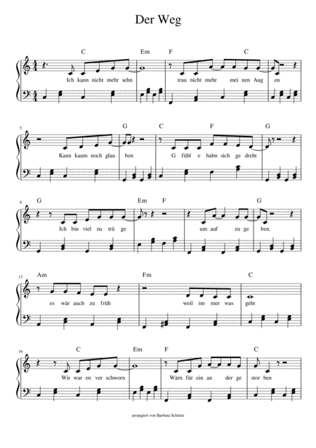 Der Weg Sheet Music