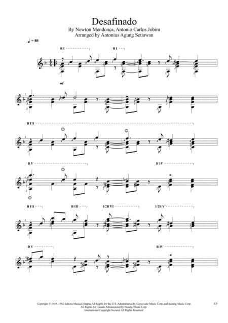 Desafinado Solo Guitar Score Sheet Music