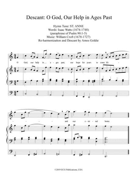 Descant O God Our Help In Ages Past St Anne Sheet Music