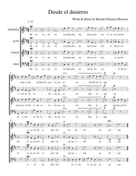 Free Sheet Music Desde El Desierto