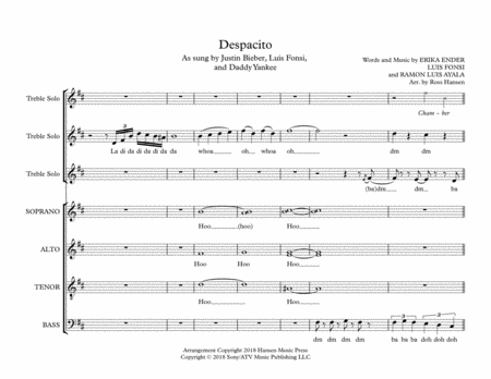 Despacito A Cappella Sheet Music