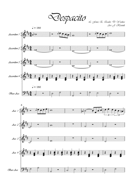 Despacito Accordion Orchestra Score Sheet Music