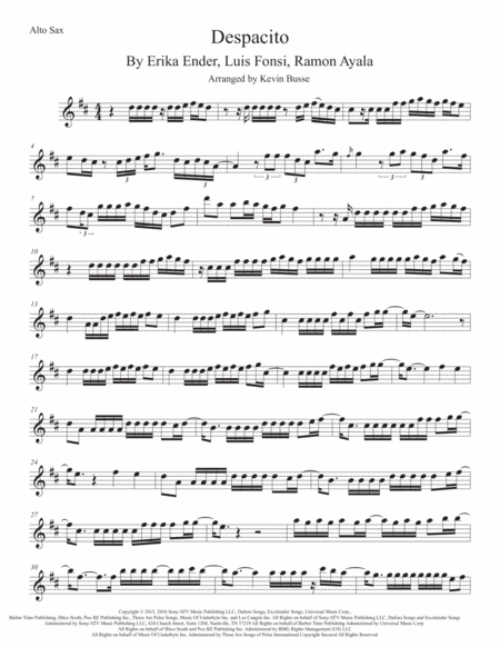 Free Sheet Music Despacito Alto Sax