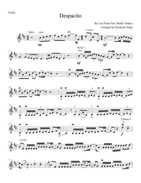 Despacito By Luis Fonsi Feat Daddy Yankee Easy Beginner Violin Solo Sheet Music