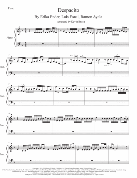 Free Sheet Music Despacito Piano