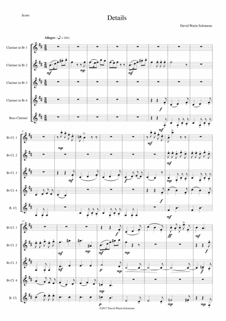 Free Sheet Music Details For Clarinet Quintet 4 B Flats And 1 Bass