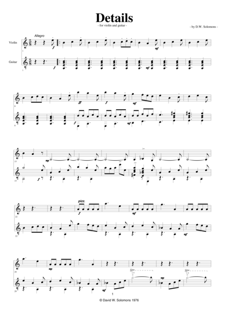 Details For Violin And Guitar Sheet Music