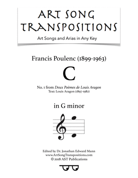 Deux Pomes De Louis Aragon C G Minor Sheet Music