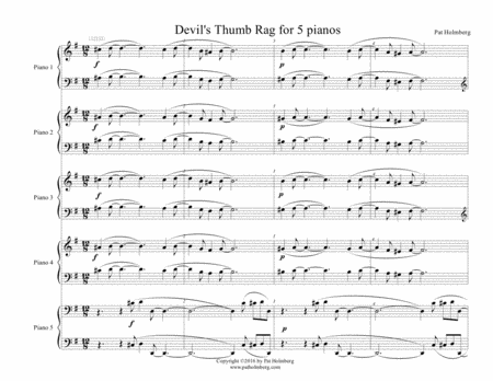 Devils Thumb Rag From Boulder Rags Arr For 5 Pianos Sheet Music