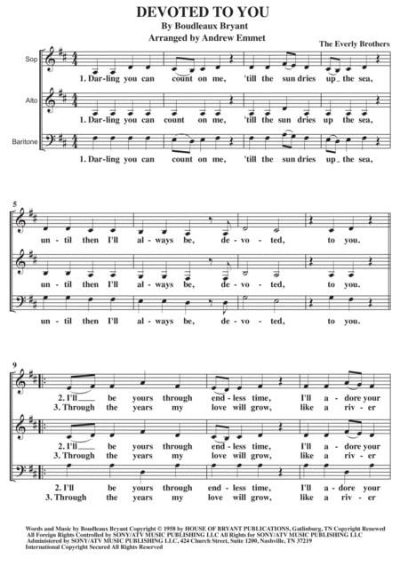 Devoted To You A Cappella Sab Sheet Music